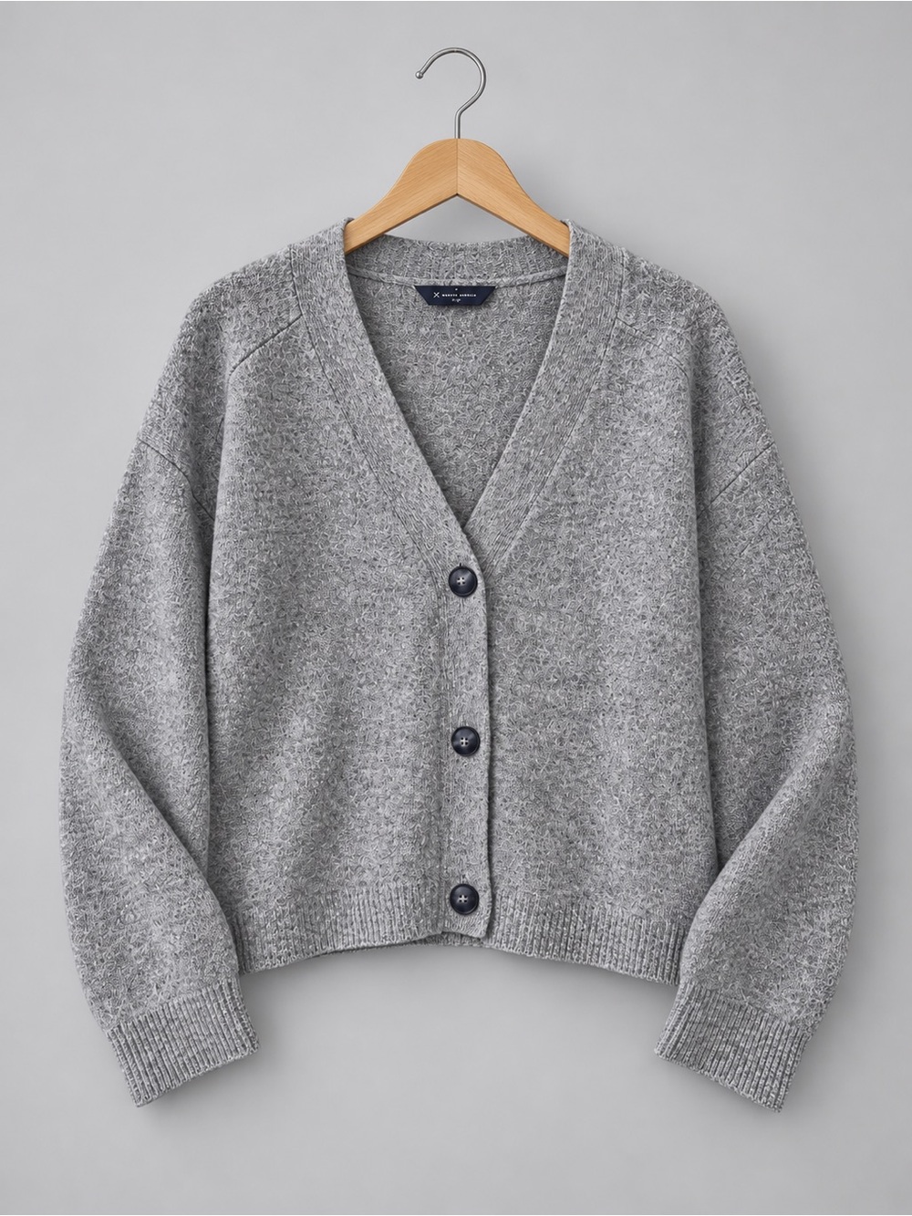Denver Hayes Heather Gray V-Neck Button Cardigan